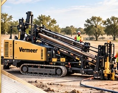 Illustrative horizontal directional drilling equipment on a jobsite